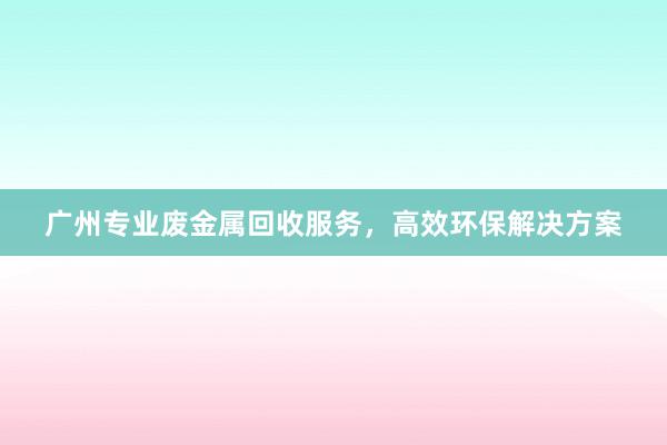 广州专业废金属回收服务，高效环保解决方案